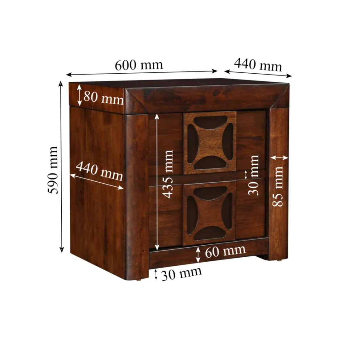 Casablanca Solidwood Night Stand in Walnut Colour - HomeTown