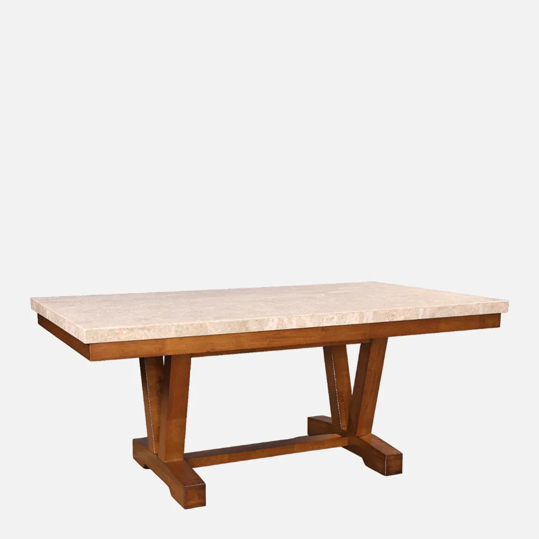 Florentine Marble Finish Six Seater Dining Set in Dark Walnut Colour - HomeTown