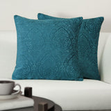 GM Green 2 Pieces Self Design Square Cushion Covers