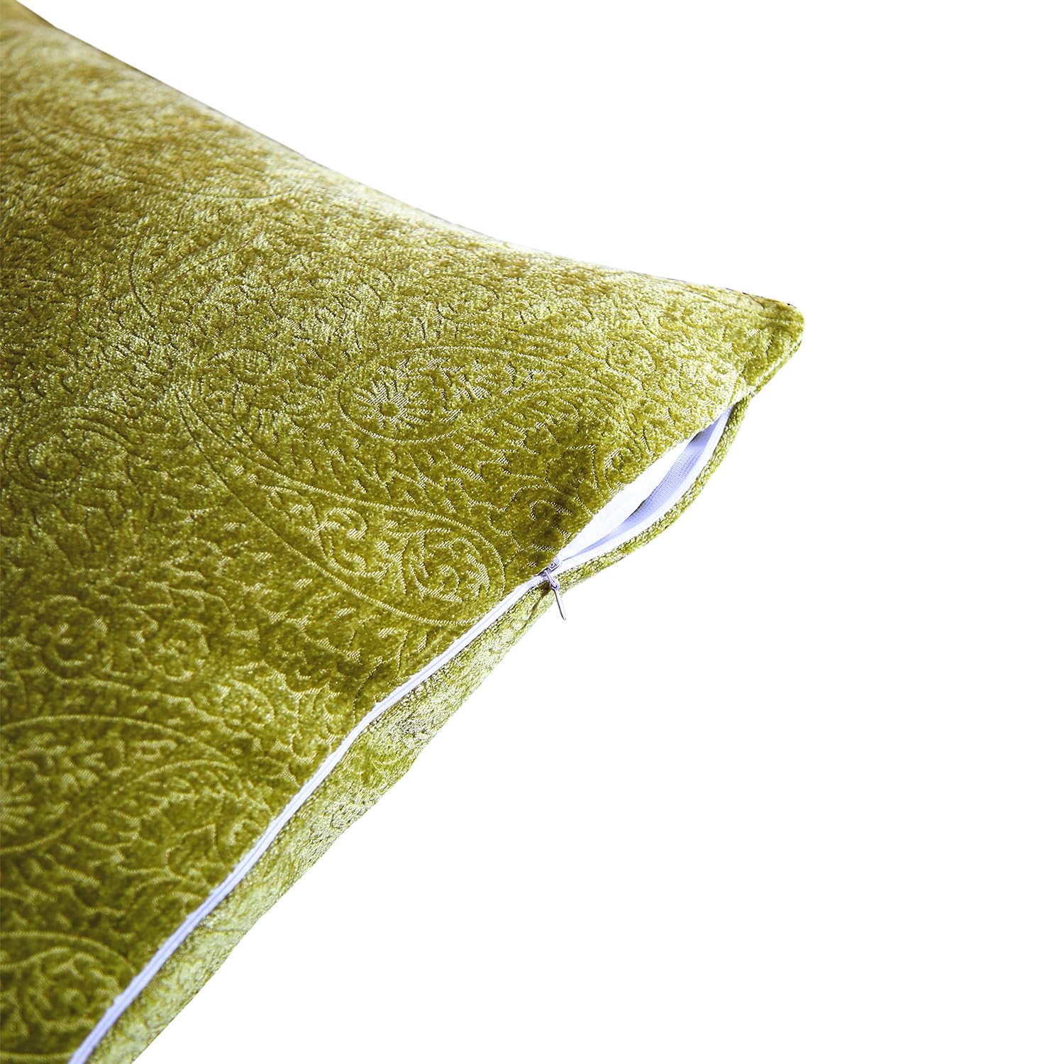 GM Green Ethnic Motifs Polyester Silk Durable 2 Piece Square Cushion Covers -16x16In