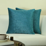 GM Turquoise Blue Jacquard Anti-Wrinkle 2 Piece Textured Square Cushion Covers -16x16In