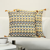 GM Yellow & White 2 Pieces Geometric Square Cushion Covers