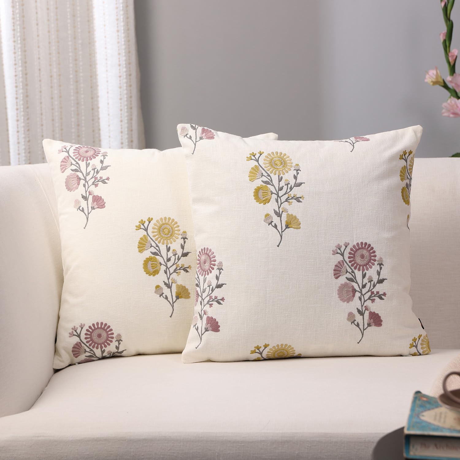 GM Antique Moss Floral Velvet Durable Patchwork Square Cushion Cover -16x16In