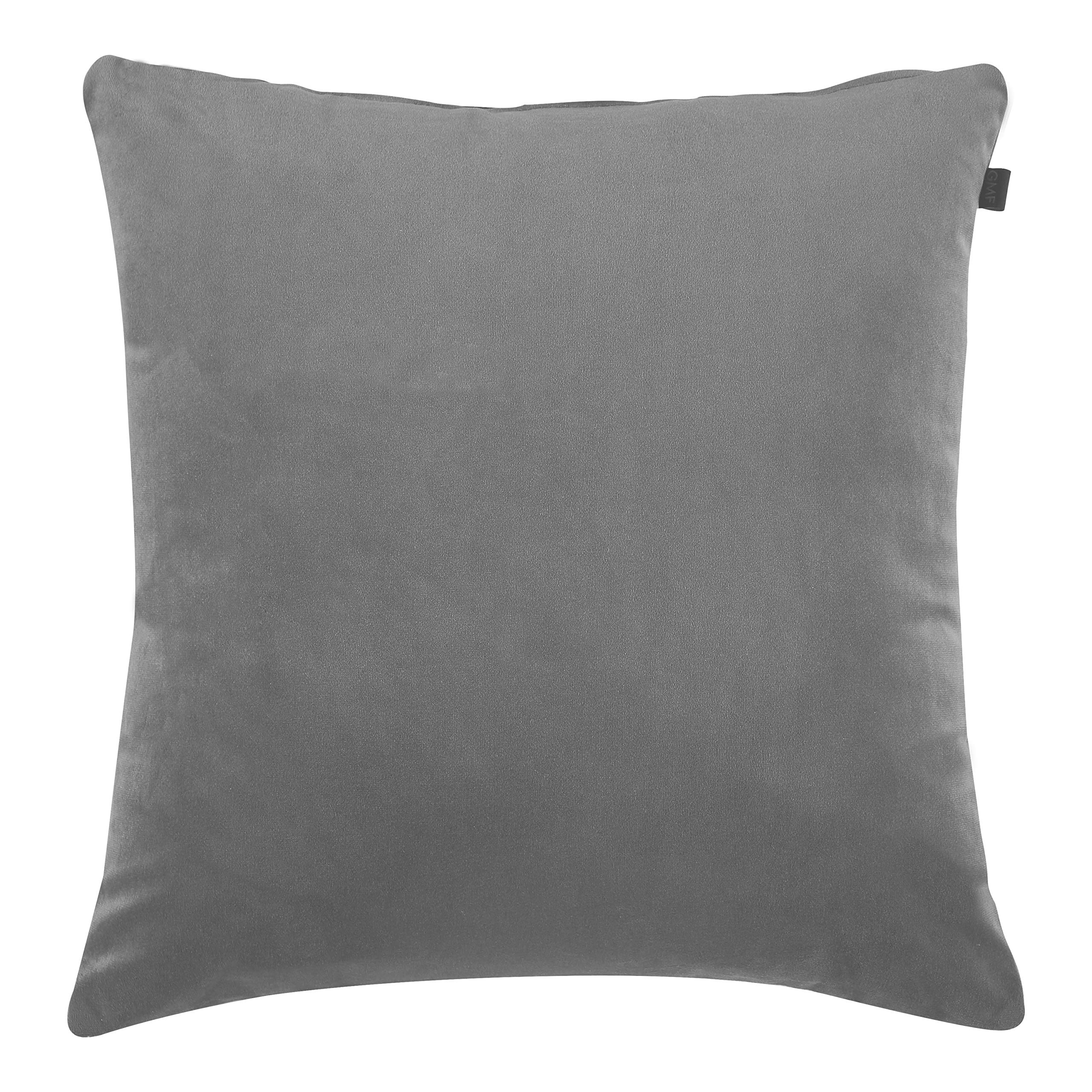 GM Grey Velvet Durable 2 Piece Square Cushion Covers -16x16In