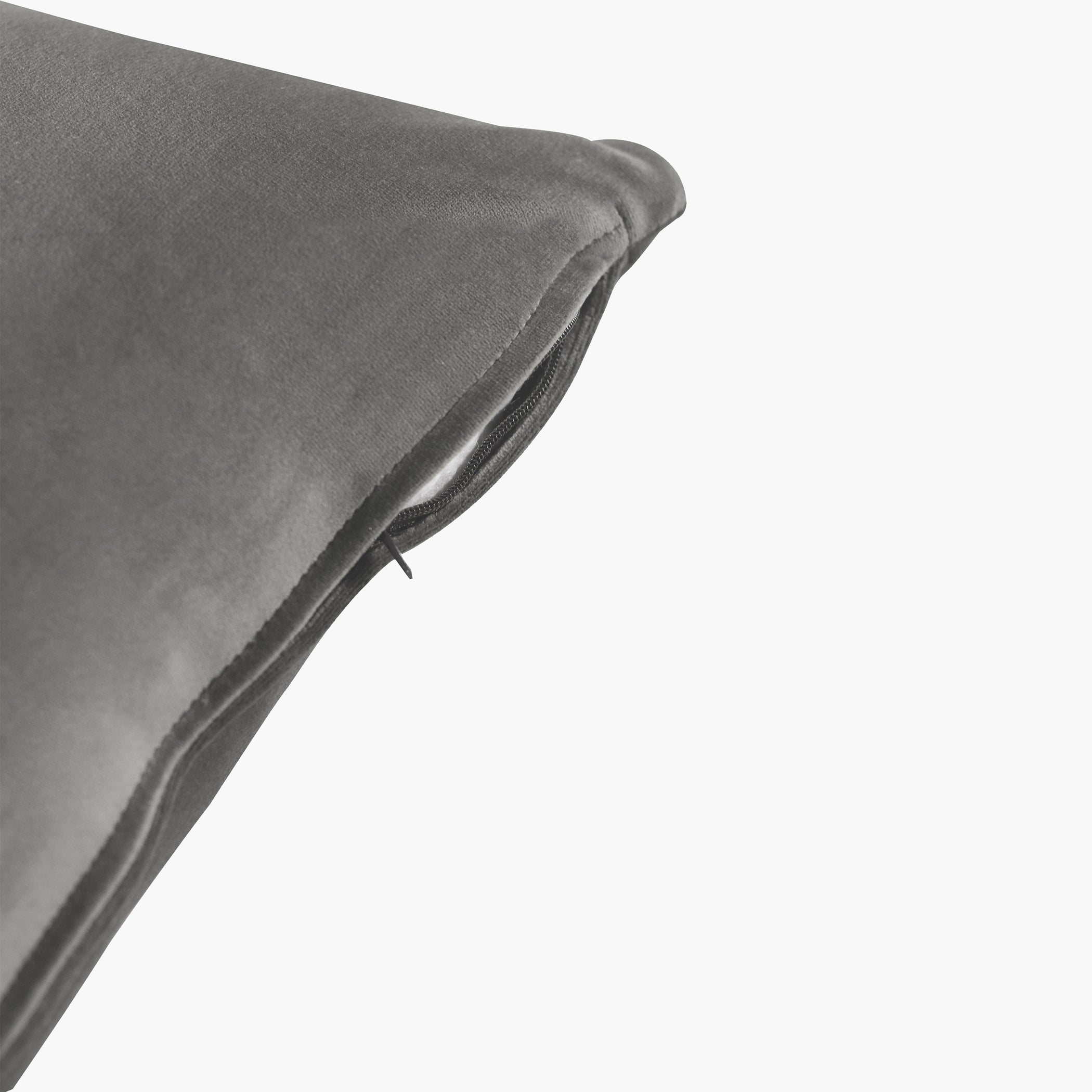 GM Grey Velvet Durable 2 Piece Square Cushion Covers -16x16In