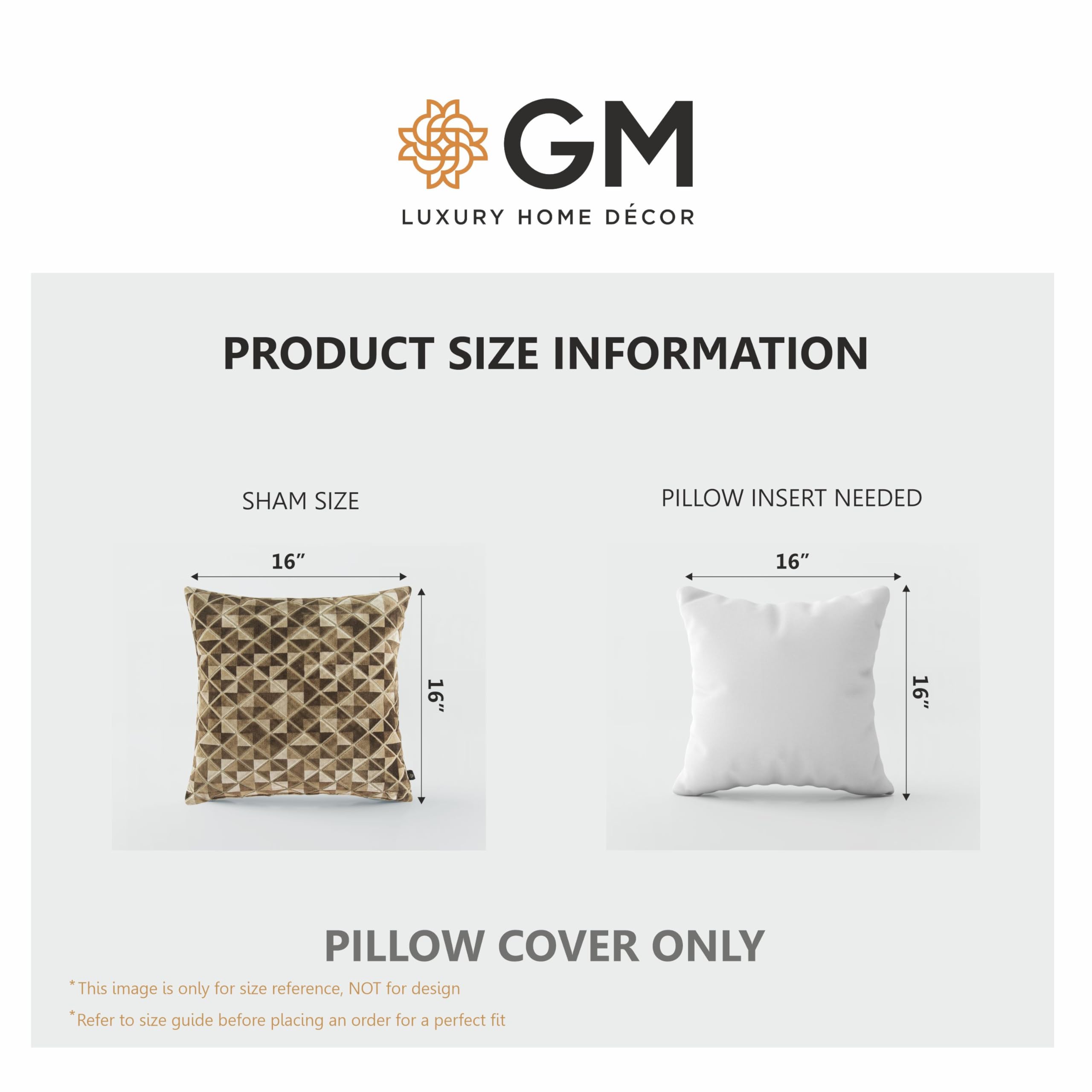 GM Grey Velvet Durable 2 Piece Square Cushion Covers -16x16In