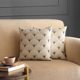 GM Set Of 2 Blue Floral Print Embroidered Arch Square Cushion Covers