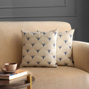 GM Set Of 2 Blue Floral Print Embroidered Arch Square Cushion Covers