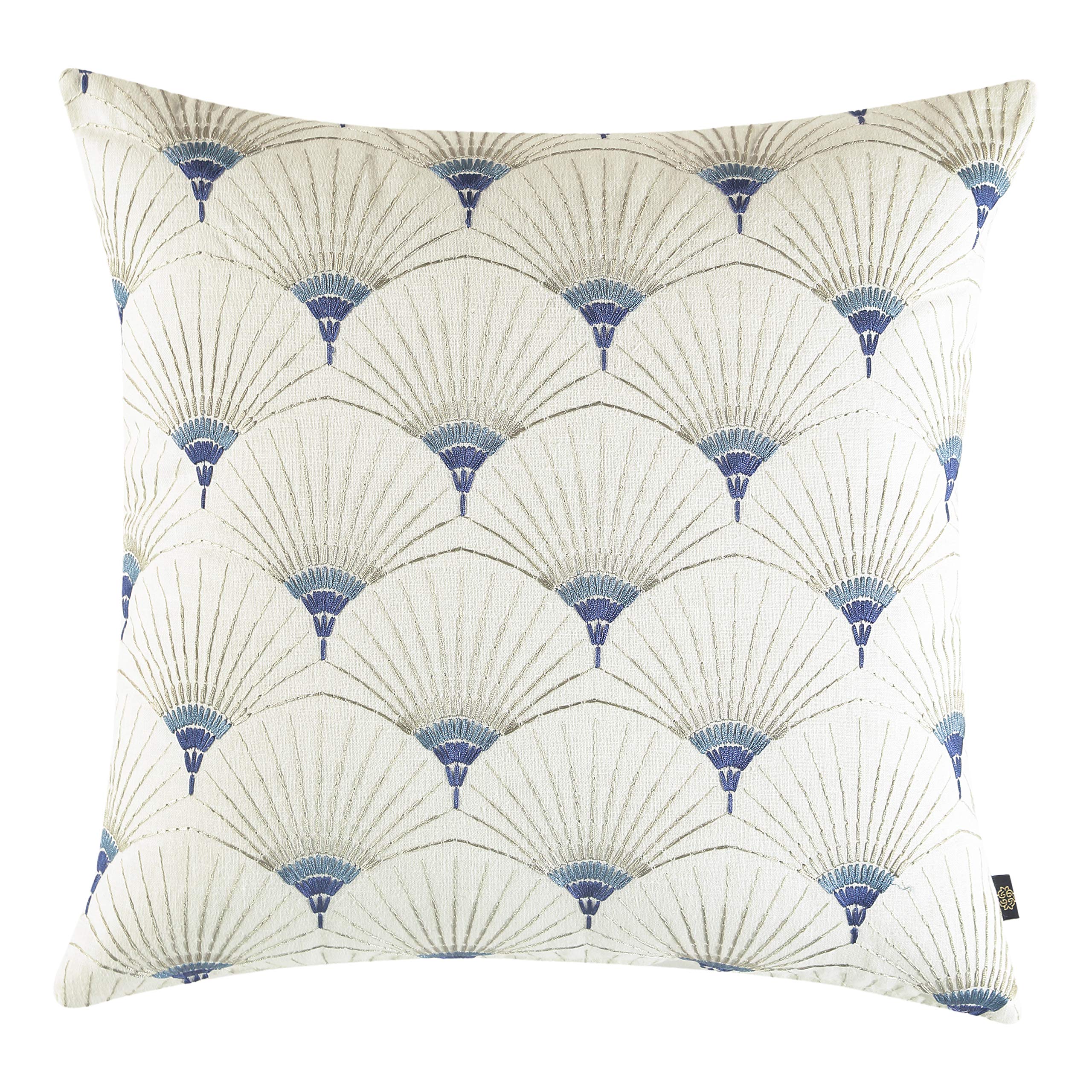 GM Set Of 2 Blue Floral Print Embroidered Arch Square Cushion Covers