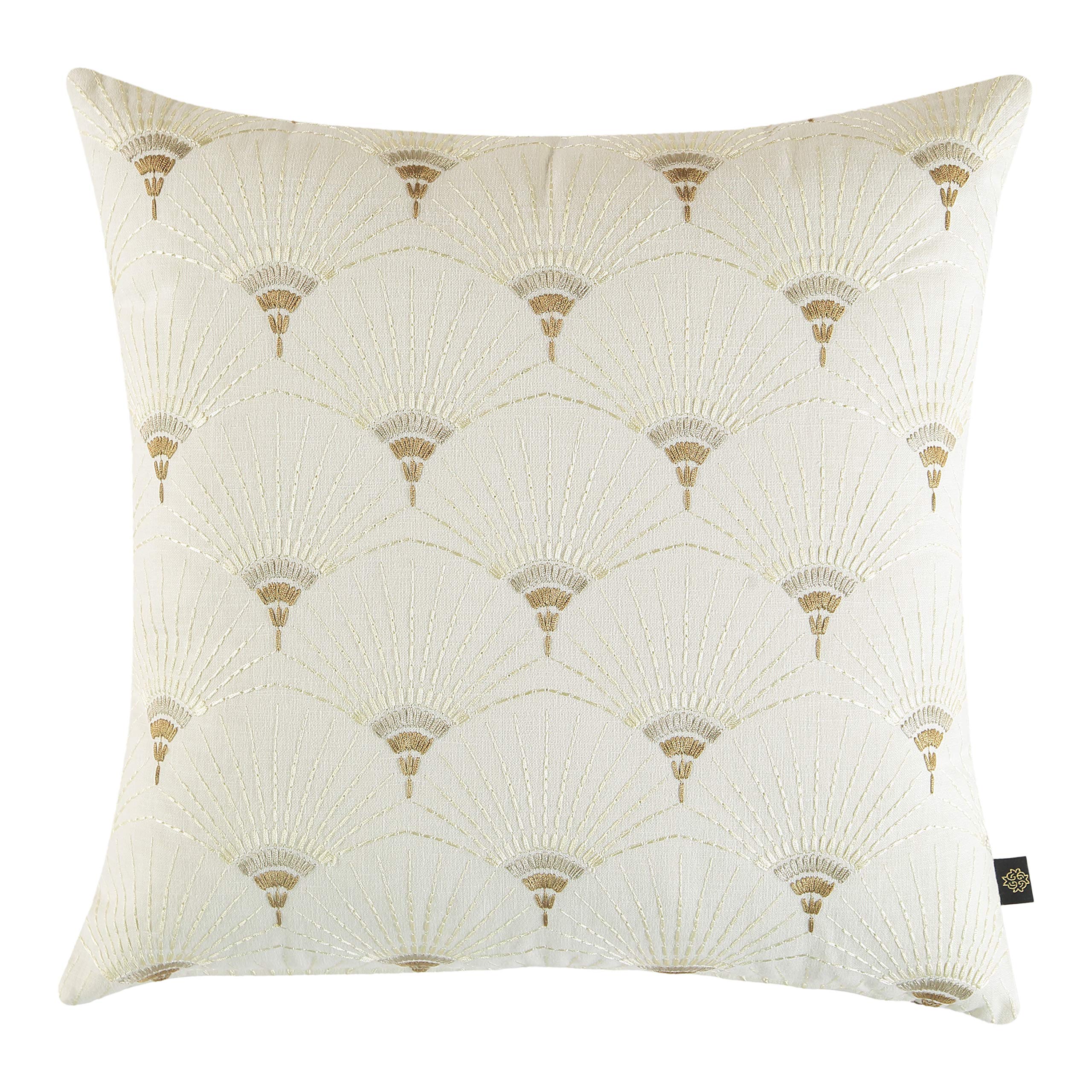 GM Set Of 2 Brown Embroidered Square Cushion Covers