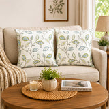GM White Set of 2 Embroidered Velvet Square Cushion Covers