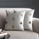GM Off White Floral Cotton Breathable 2 Piece Embroidered Square Cushion Covers -16x16In