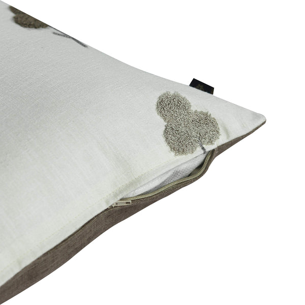 GM Off White Floral Cotton Breathable 2 Piece Embroidered Square Cushion Covers -16x16In dimensions