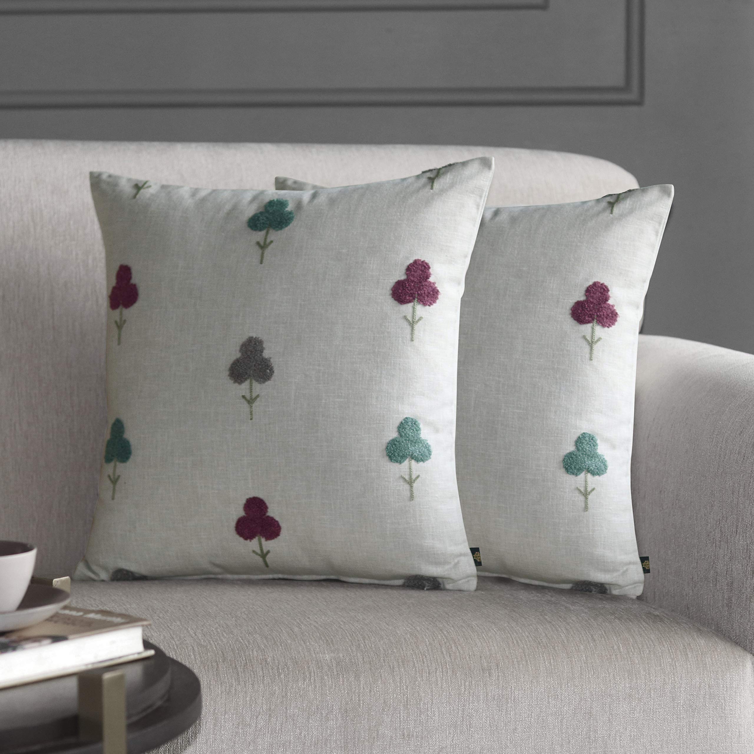 GM Grey Set of 2 Floral Square Cushion Covers