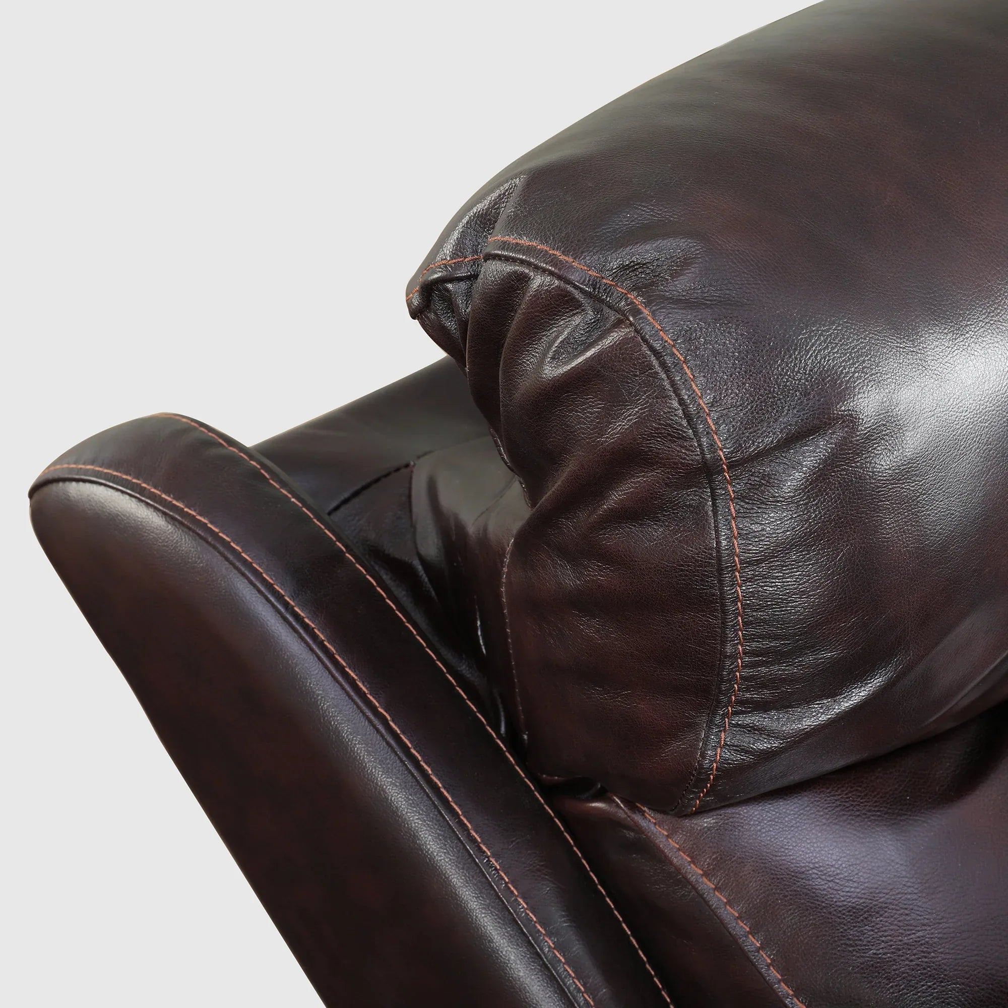 Plush Half Leather Three Seater Single Electric Recliner with Motion - HomeTown