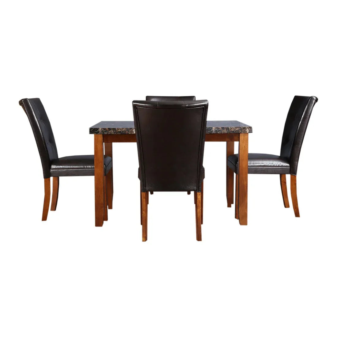 Eden Marble Finish Top 4 Seater Dining Set in Brown Colour - HomeTown