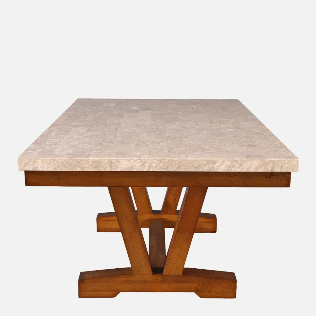 Florentine Marble Finish Six Seater Dining Set in Dark Walnut Colour - HomeTown