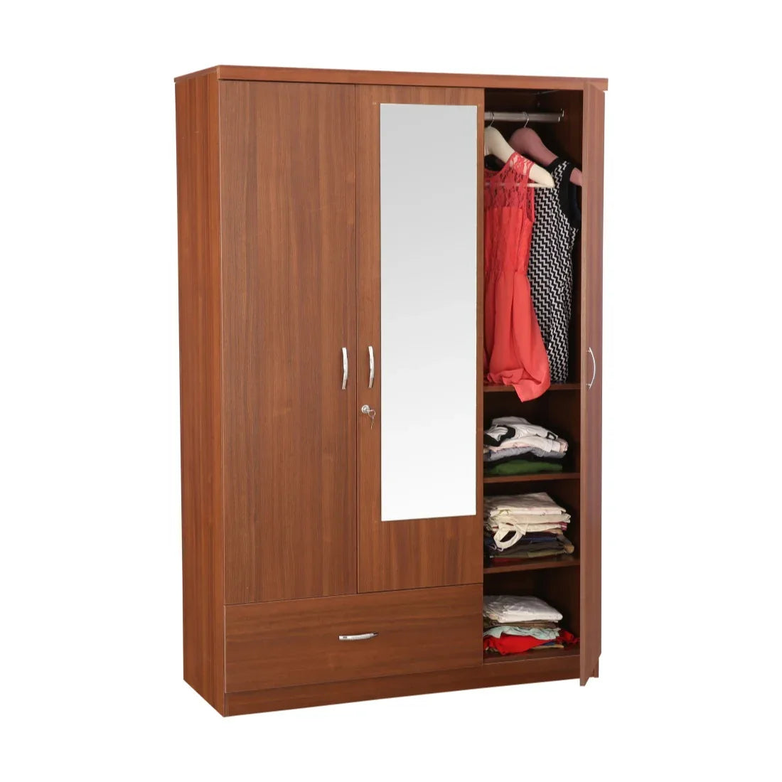 Ultima 3 door wardrobe in Walnut Finish - HomeTown