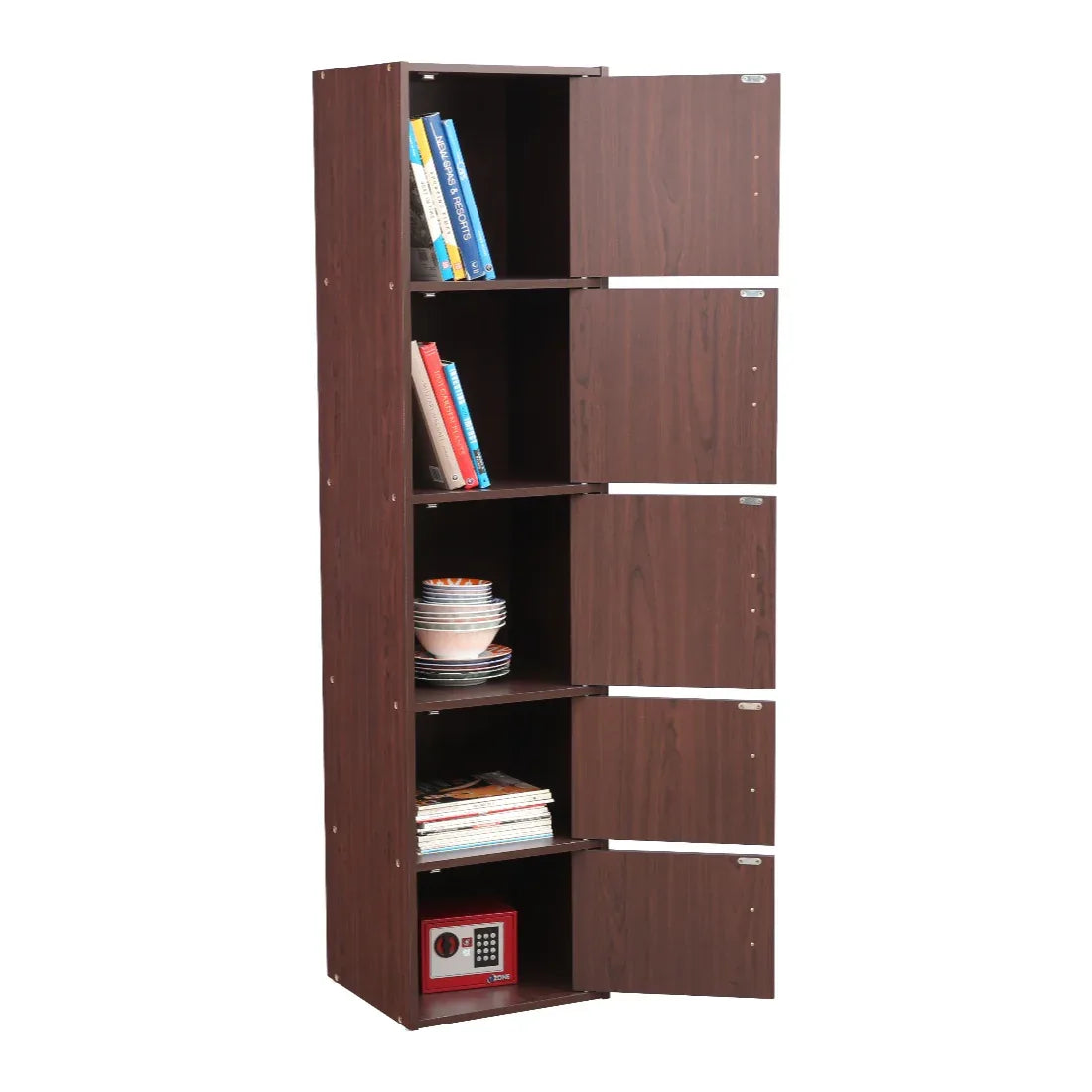 Albert Engineered Wood 5 Tier Cabinet in Cherry Brown Colour - HomeTown