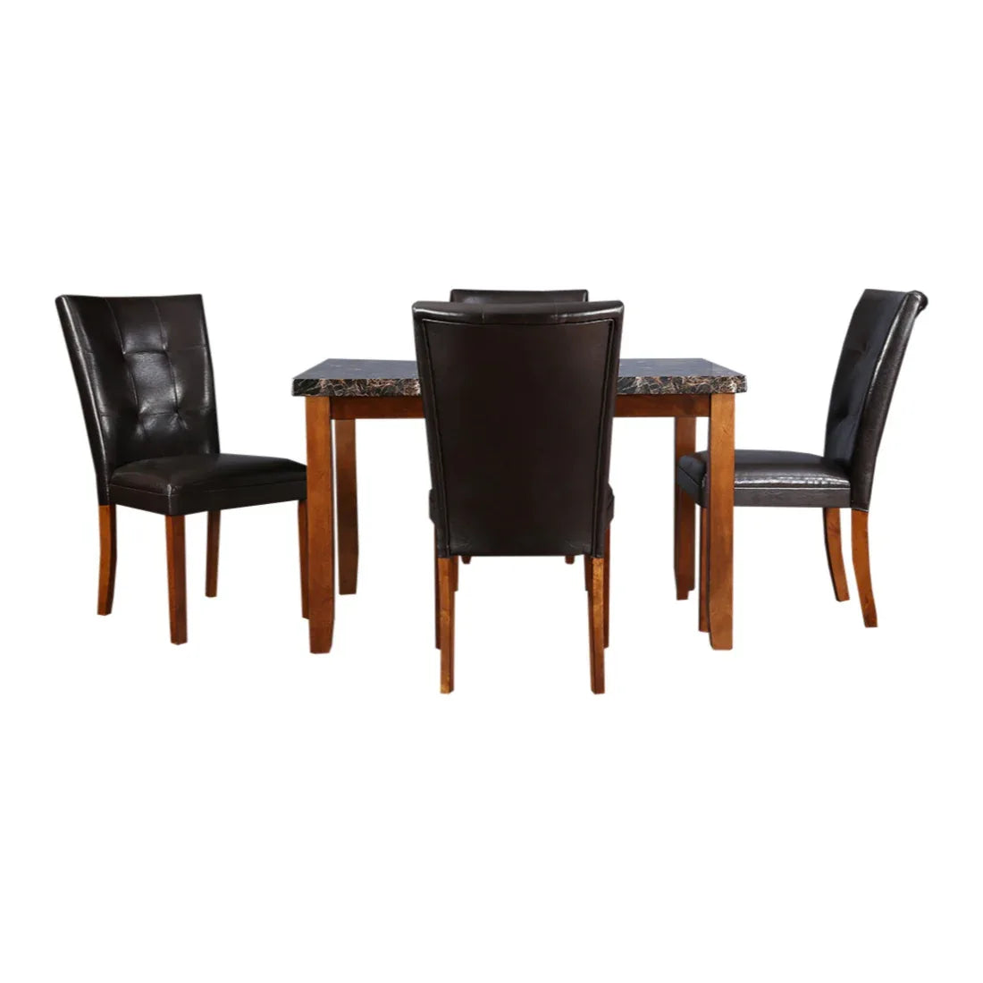 Eden Marble Finish Top 4 Seater Dining Set in Brown Colour - HomeTown
