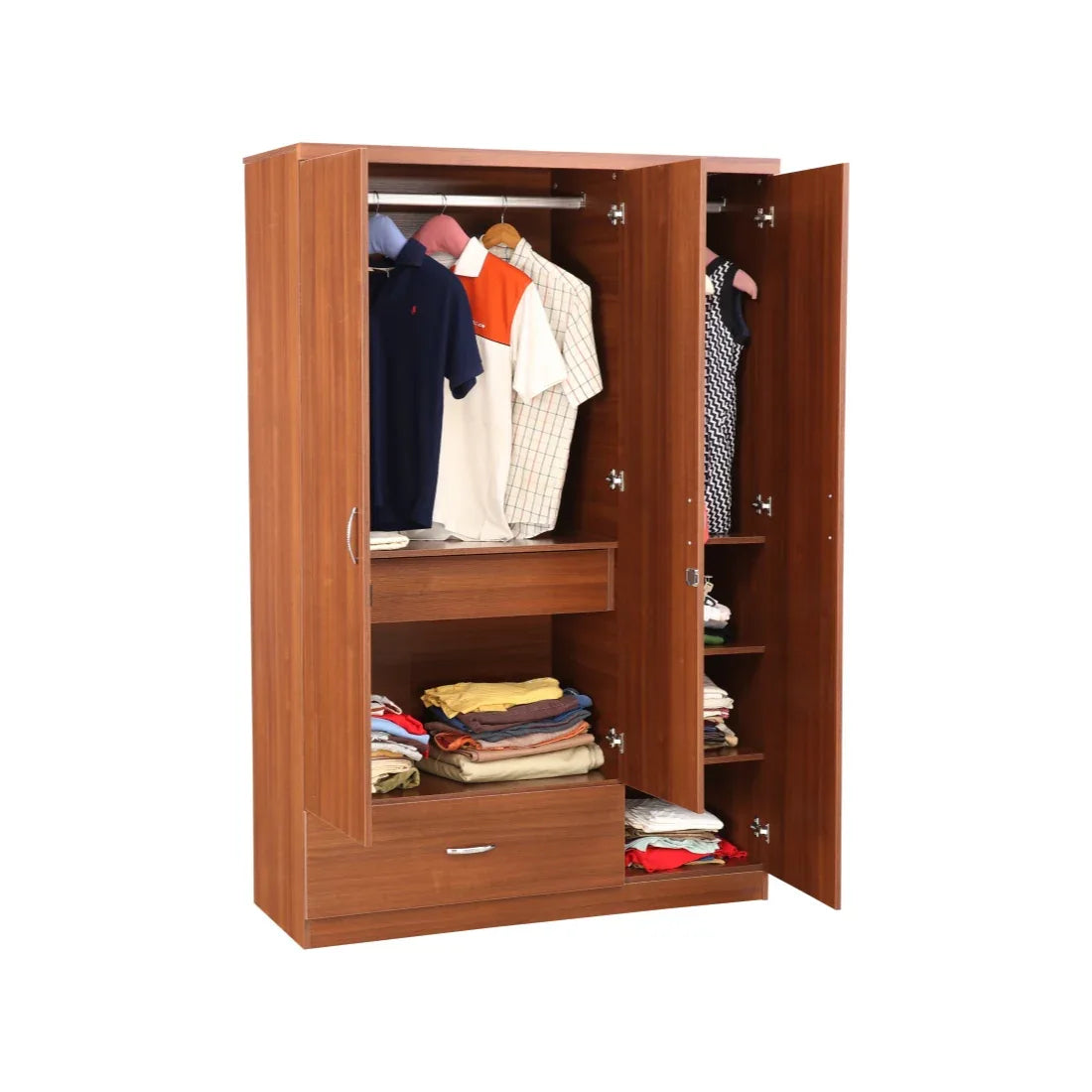 Ultima 3 door wardrobe in Walnut Finish - HomeTown