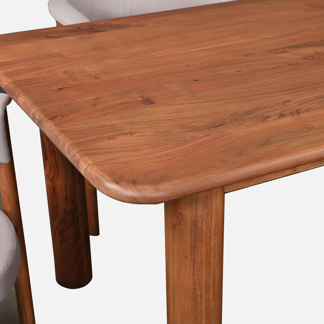 Haruki Acacia Wood Six Seater Dining Set in Teak Colour - HomeTown