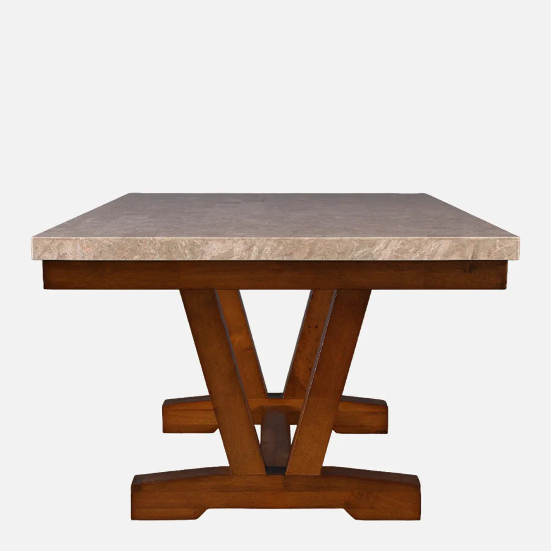 Florentine Marble Finish Six Seater Dining Set in Dark Walnut Colour - HomeTown