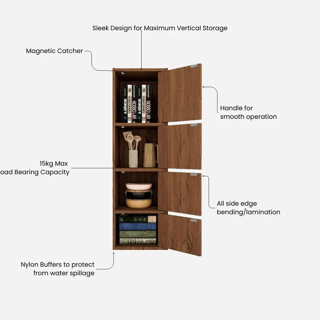 Albert Engineered Wood 4 Tier Cabinet in Oak Colour