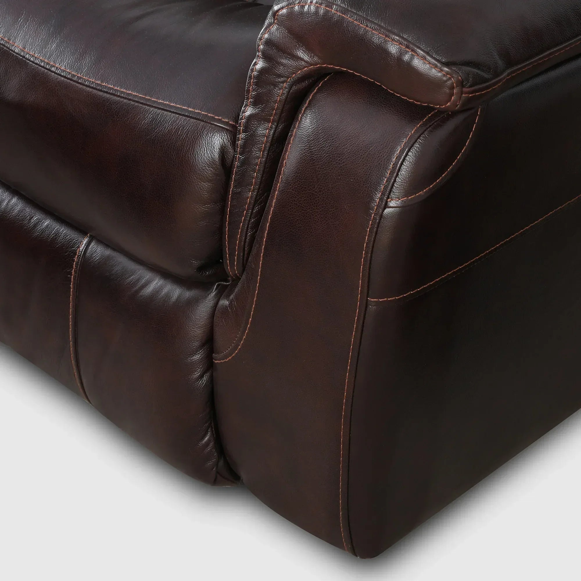 Plush Half Leather Three Seater Single Electric Recliner with Motion - HomeTown