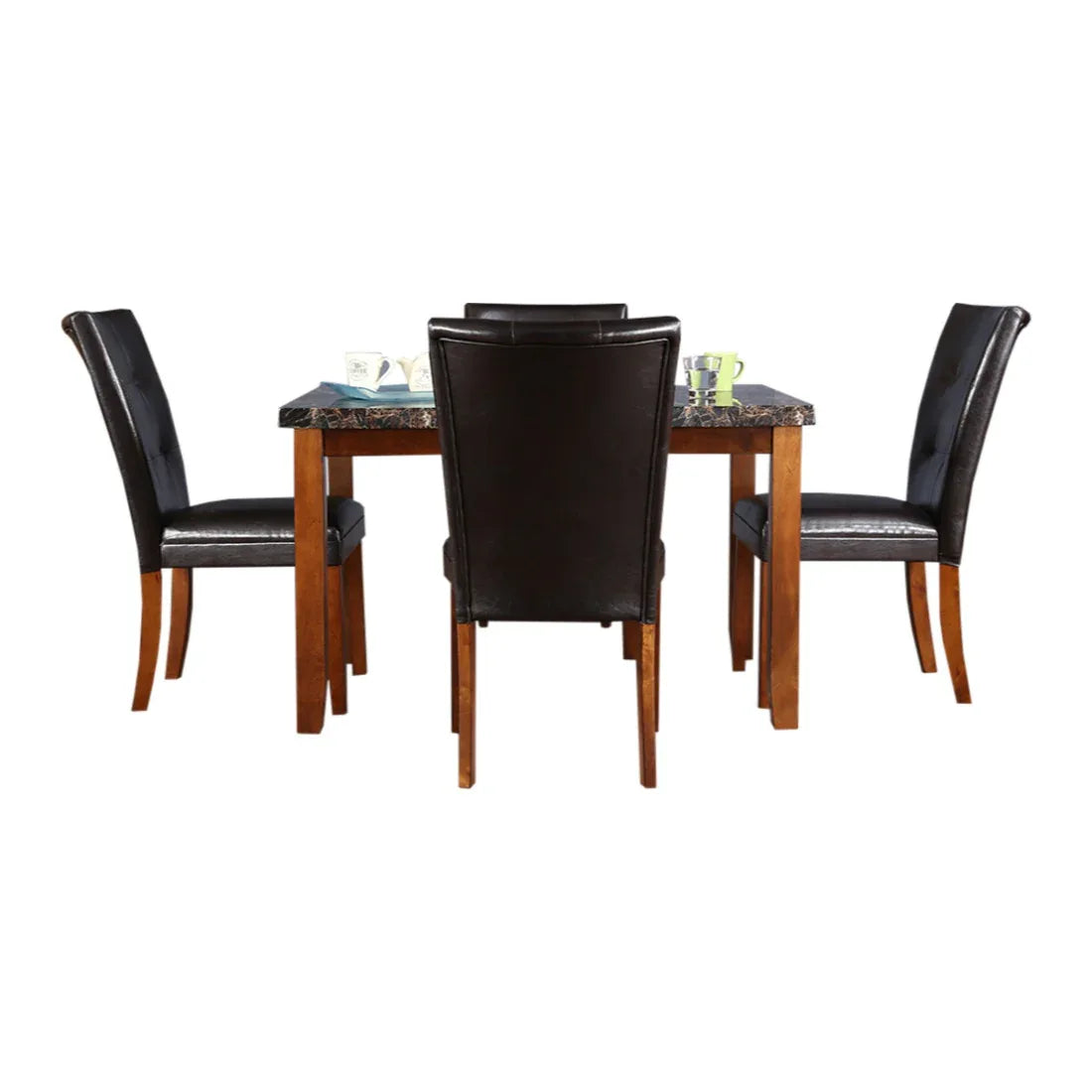 Eden Marble Finish Top 4 Seater Dining Set in Brown Colour - HomeTown