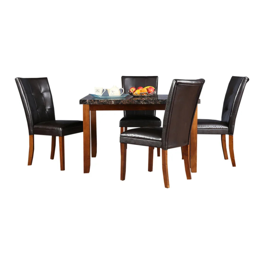 Eden Marble Finish Top 4 Seater Dining Set in Brown Colour - HomeTown