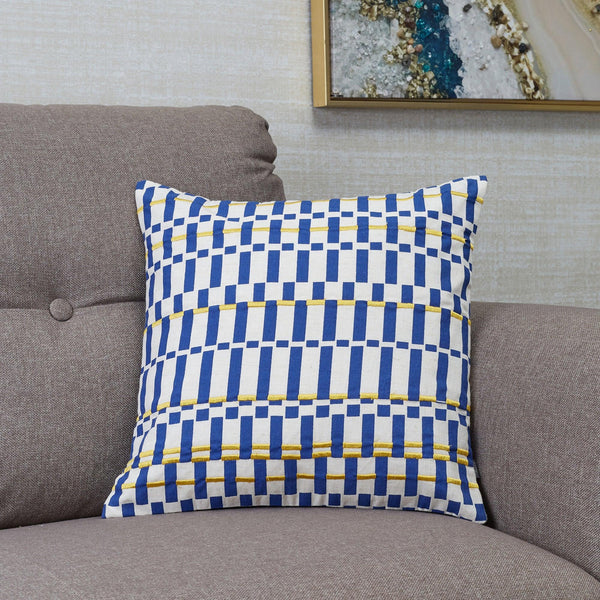 Milan Cotton Printed Cushion Cover 40x40 Cm in Blue Colour dimensions