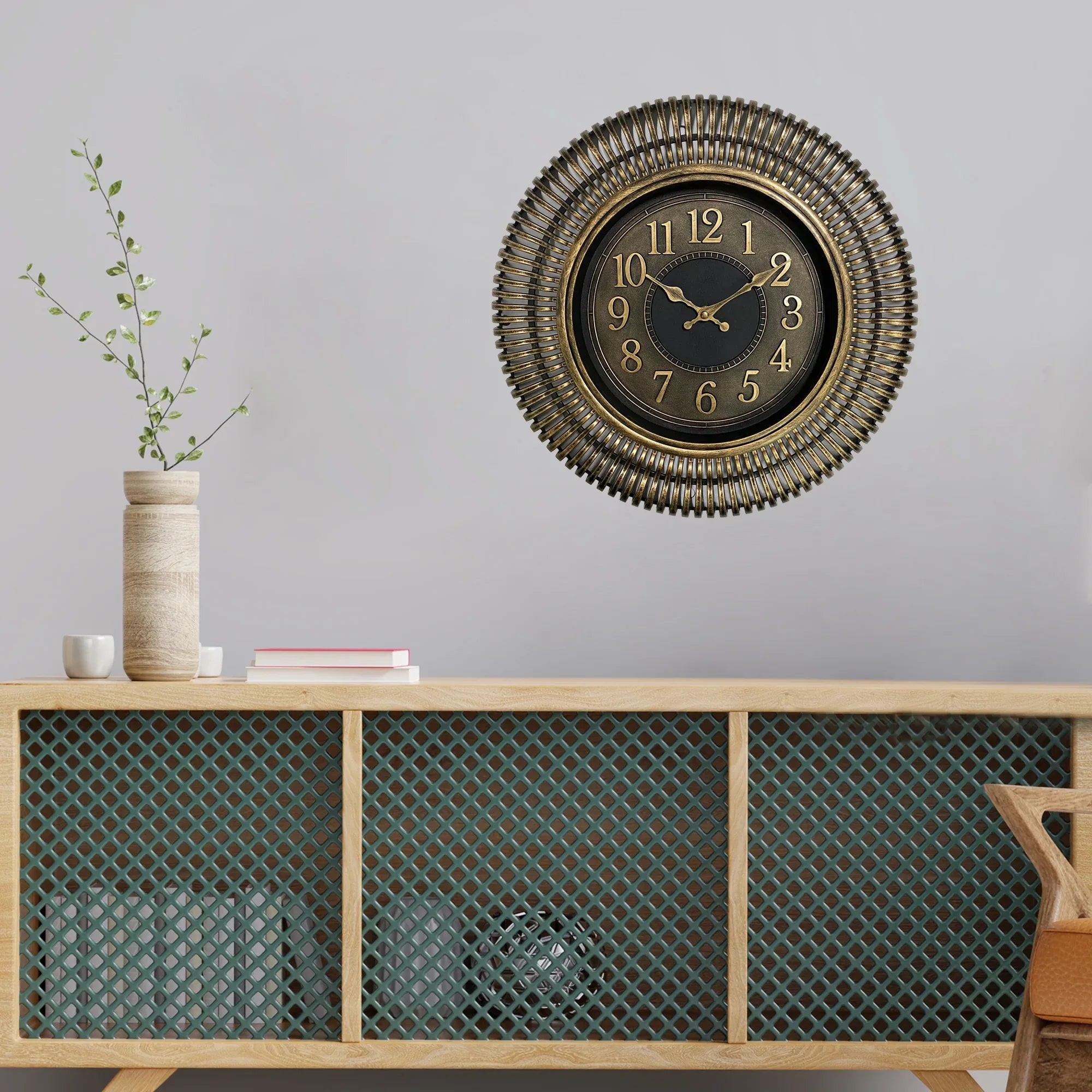 Aristo Geometric Rim Classic Wall Clock, Diameter 40cm in Bronze Colour - HomeTown