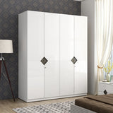 Gwen 4 Door Wardrobe in White & Denim Colour