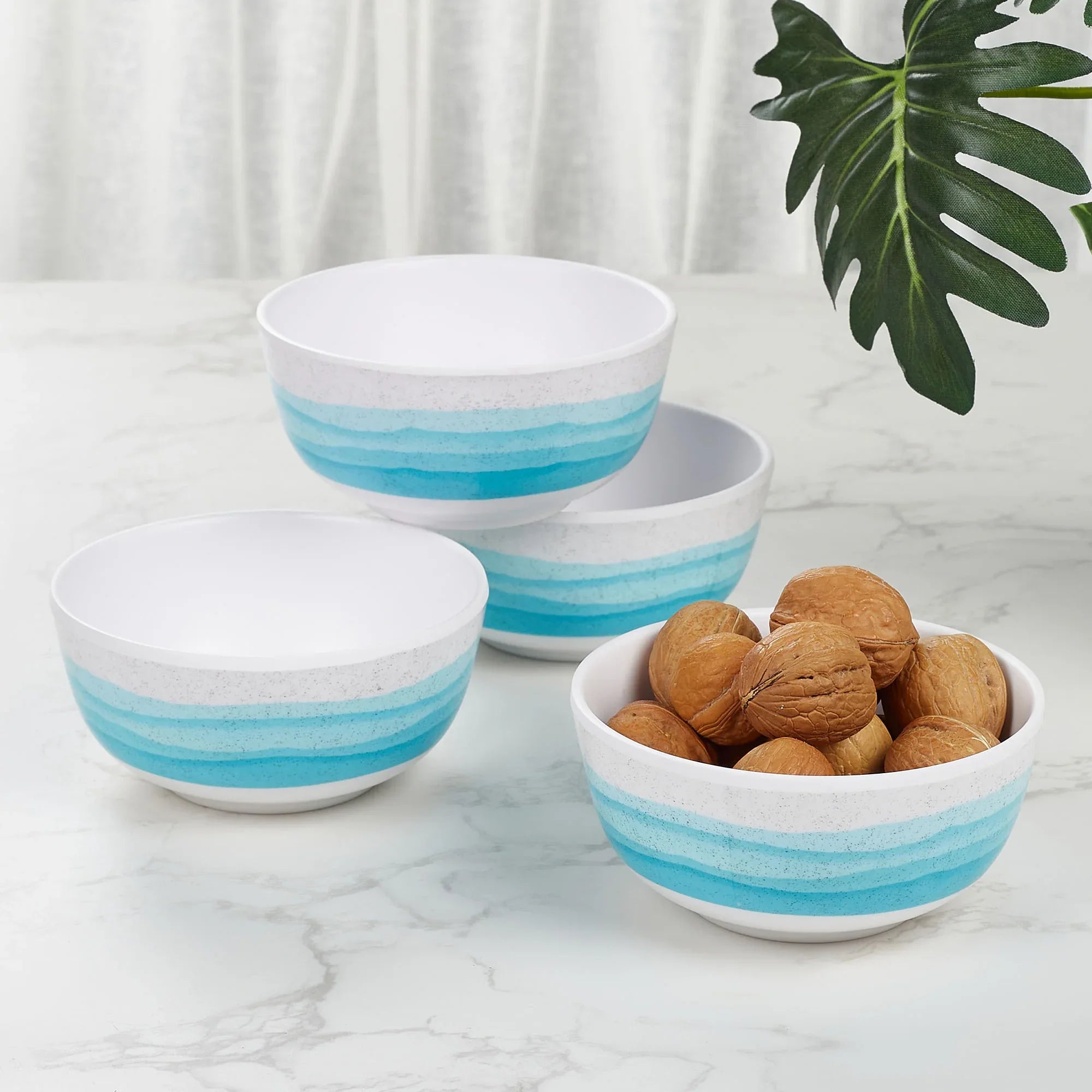 Emilia Melamine Veg Bowl 200 Ml Set of 4 in Dusky Blue Colour - HomeTown