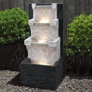 Aqua Bliss Polyresin Vertical Fall Water Fountain 46X102Cm in White & Black Colour - HomeTown