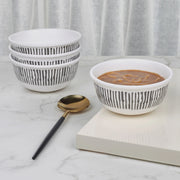 Linea Melamine Soup Bowl Set of 4 in Black & White Colour - HomeTown