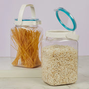 Flexo BPA Free Easy Lock Square Container with Handle 2.75 Ltr Set of 2 in Teal & Transparent Colour - HomeTown