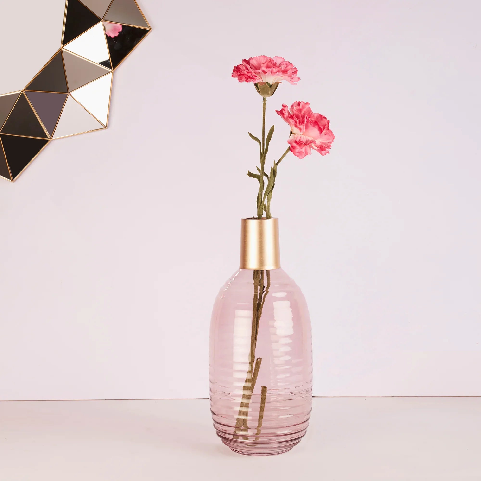 Alena Pot Glass Vase 32Cm in Blush Colour - HomeTown