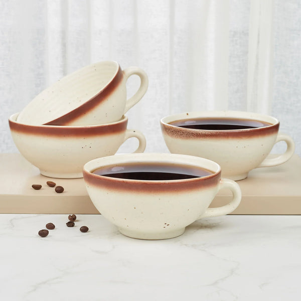 Beautiful Kitchen Studio Pottery Stoneware Cappucino/Coffee Mug in Beige Colour dimensions