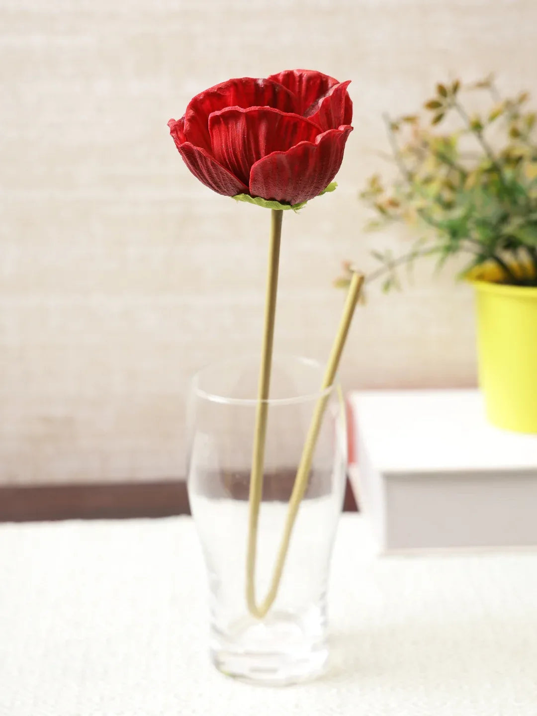 Elora Single Red Poppy Polyester Artificial Flower 48cm in Red Colour - HomeTown
