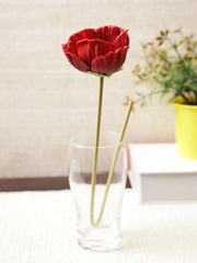 Elora Single Red Poppy Polyester Artificial Flower 48cm in Red Colour - HomeTown
