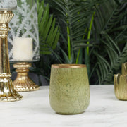 Phiona Glass Textured Handcrafted Votive 9 Cm in Olive Colour - HomeTown