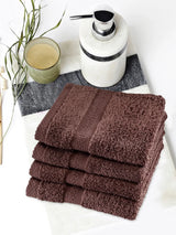 Paradiso Cotton Set Of 4 Face Towel in Chocolate Colour