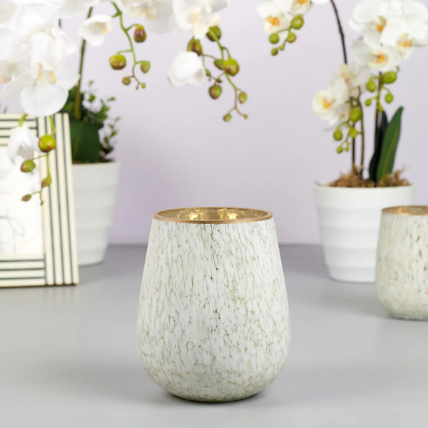 Phiona Glass Textured Handcrafted Vase 15 Cm in White Colour dimensions