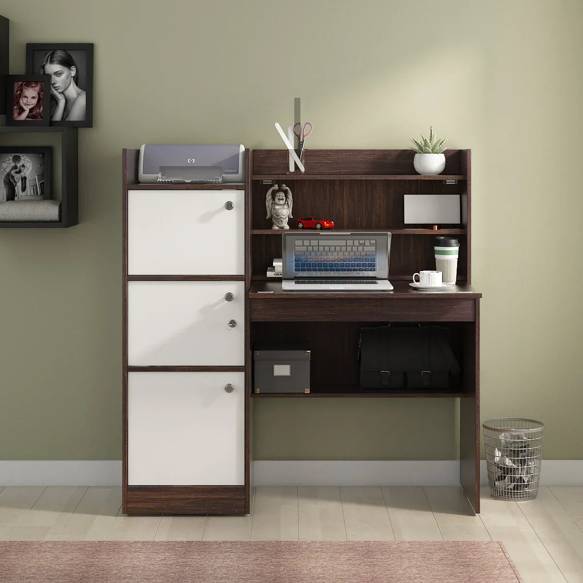 Venus Engineered Wood Study Table in Wenge & White Colour - HomeTown