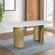Palatine Marble Top Six Seater Dining Table in White & Gold Colour - HomeTown