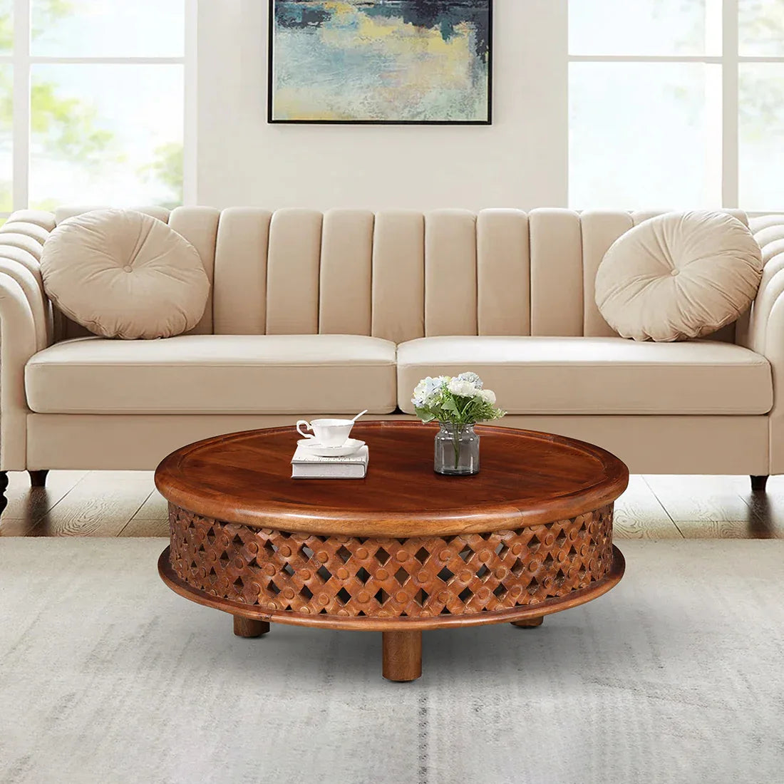 Sirohi Solidwood Center Table in Walnut Colour - HomeTown