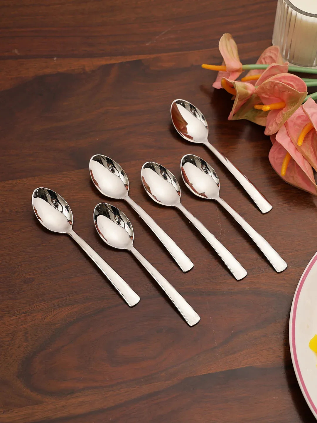 FNS Solo Desert Steel Spoon Set of 6 in Silver Colour - HomeTown