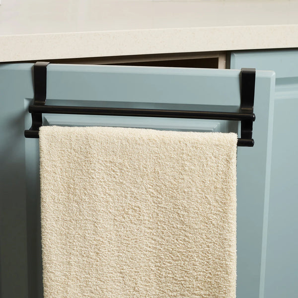 Lattice Metal Space Saver- No Drill- Kitchen Towel Holder over Cabinet Door in Black Colour dimensions
